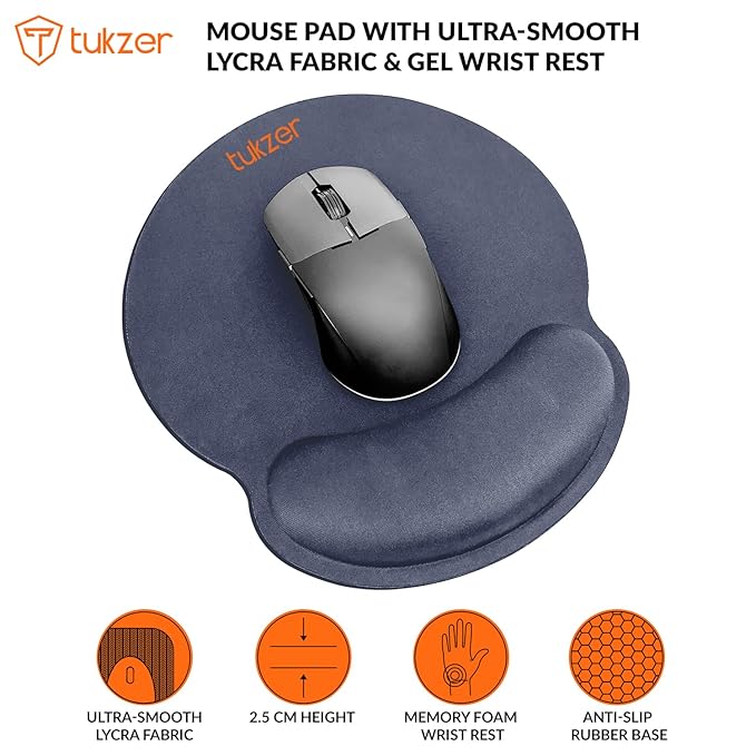 Tukzer Ergonomic Gel Mouse Pad with Wrist Support (Grey) - Image 2