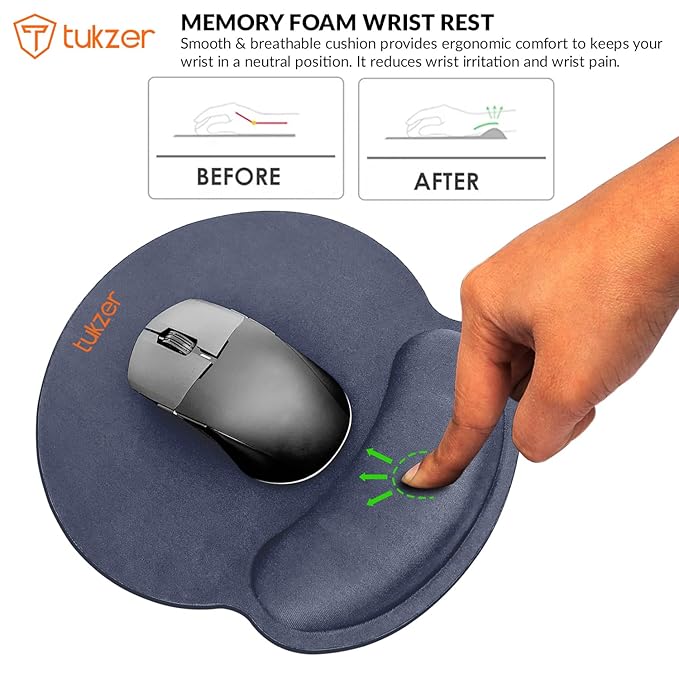 Tukzer Ergonomic Gel Mouse Pad with Wrist Support (Grey) - Image 4