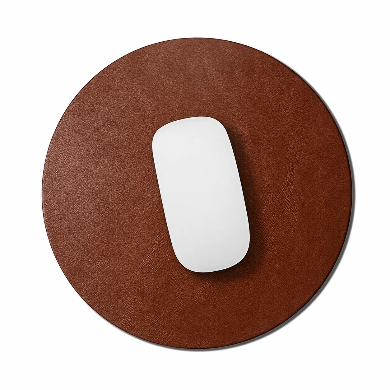 Round PU Leather Mouse Pad with Non-Slip Base