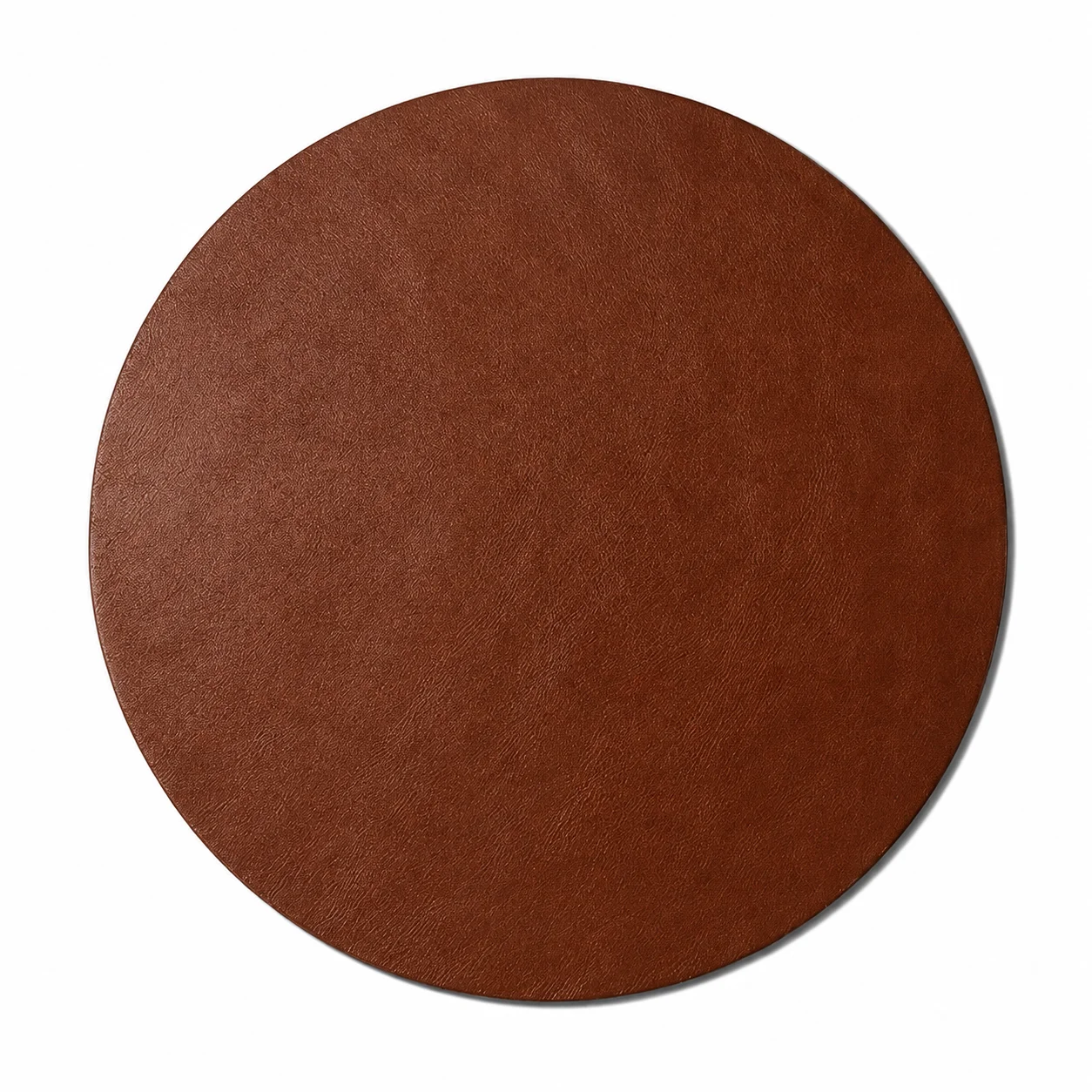 Round PU Leather Mouse Pad with Non-Slip Base (Tan) - Image 4