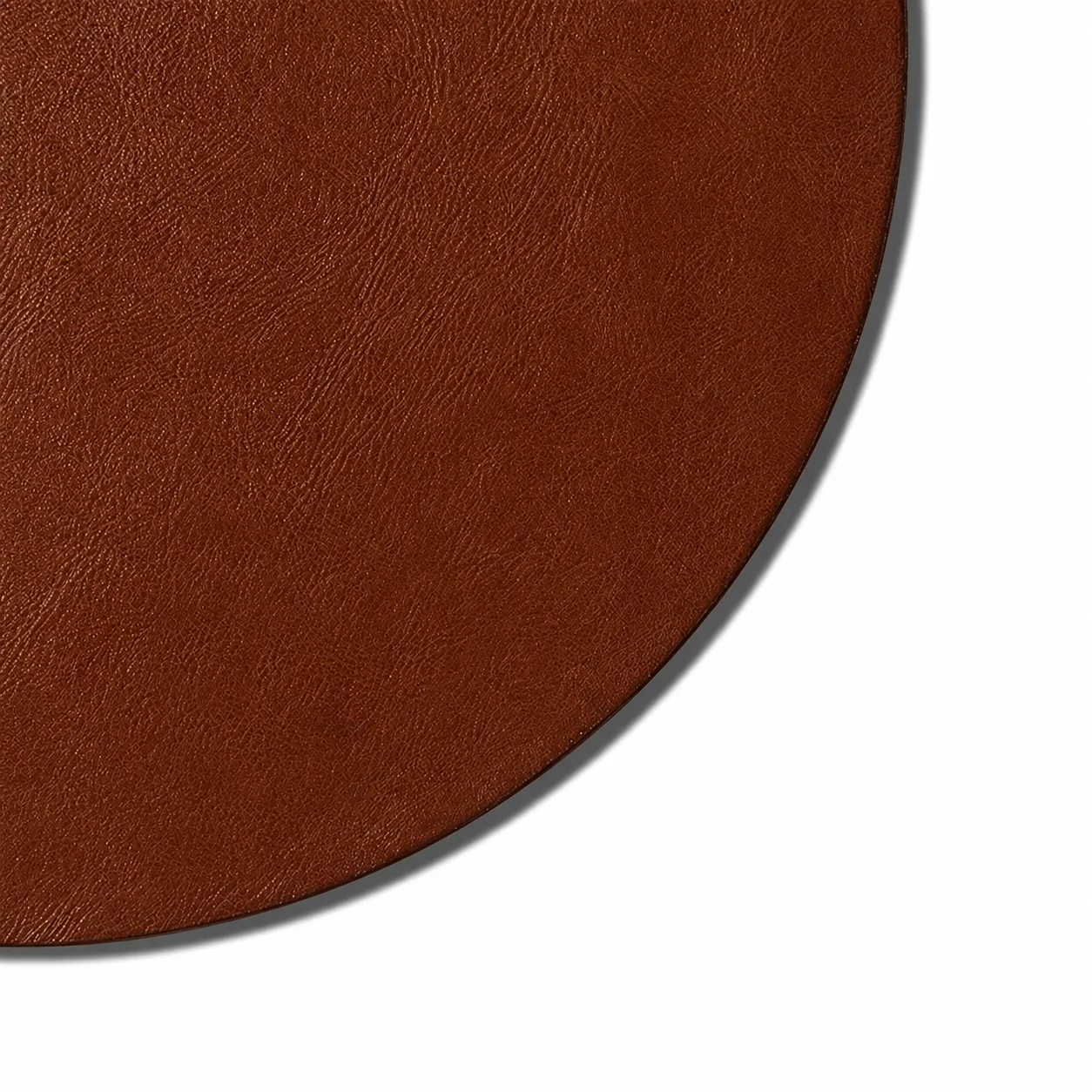 Round PU Leather Mouse Pad with Non-Slip Base (Tan) - Image 3